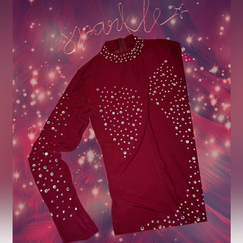 35. Burgundy & Crystal Mesh Jumpsuit